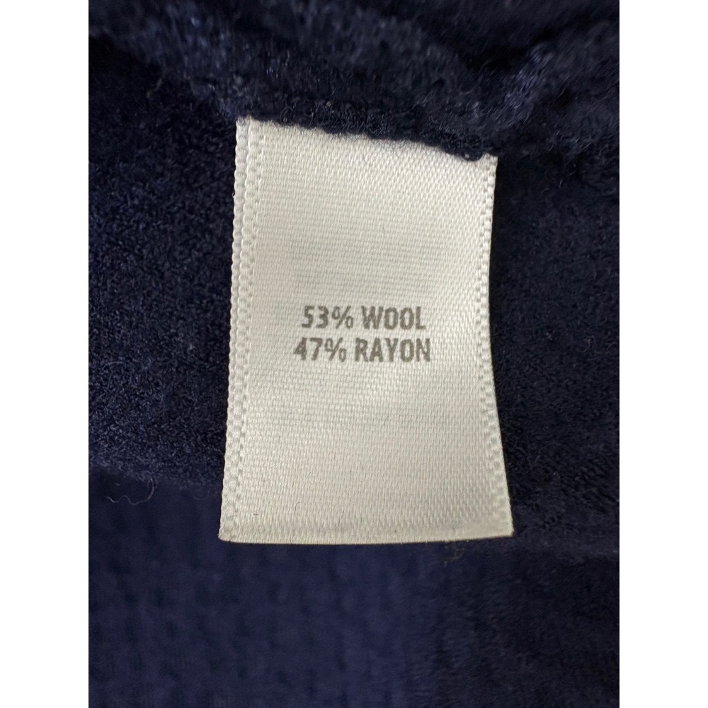 St John Navy Blue Wool Blend Studded Hem Knit Top 3/4 Sleeve Boatneck - Picture 7 of 9